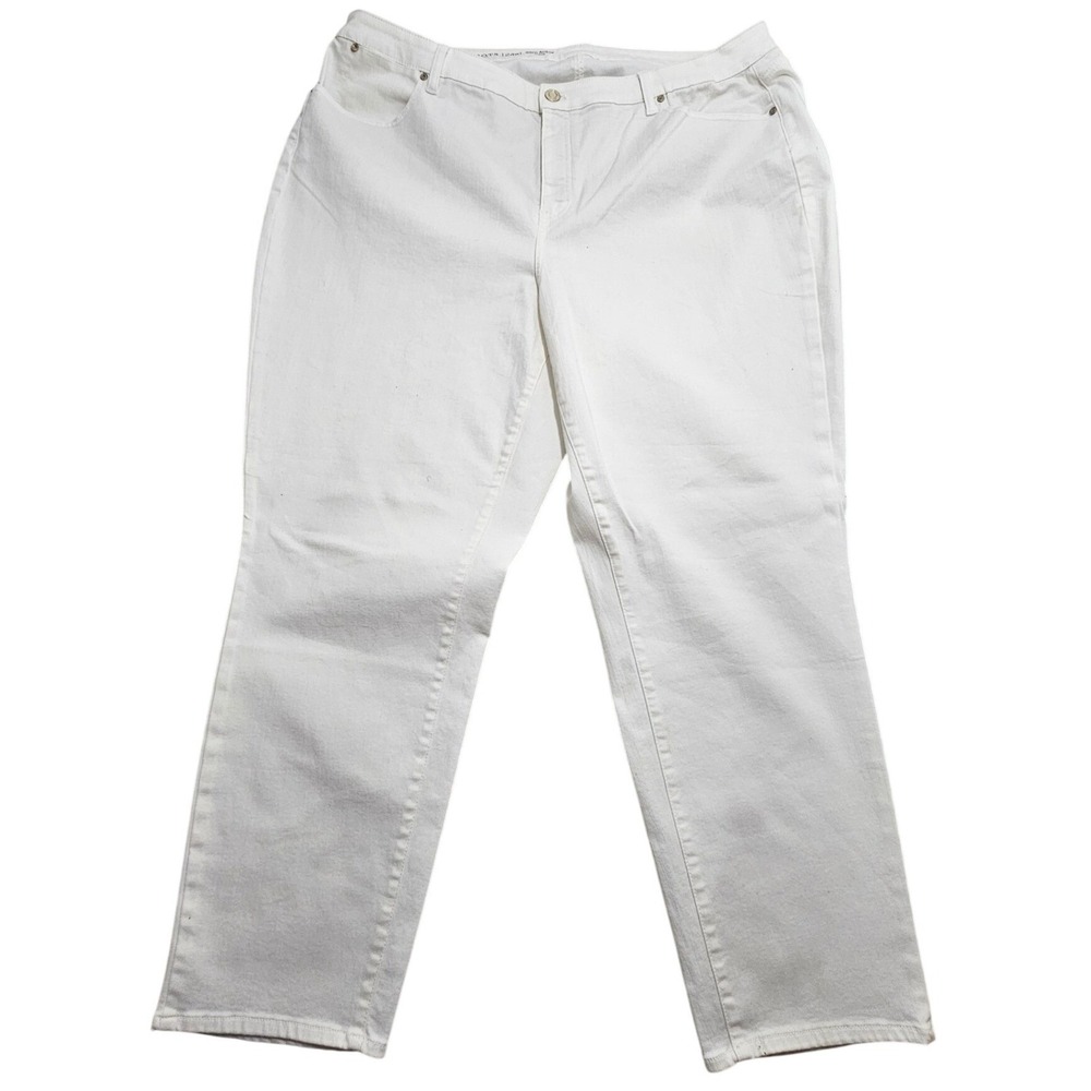 Talbots Flawless Slim Ankle Curvy Jeans White Plus Size 24W High Rise Stretch‎
